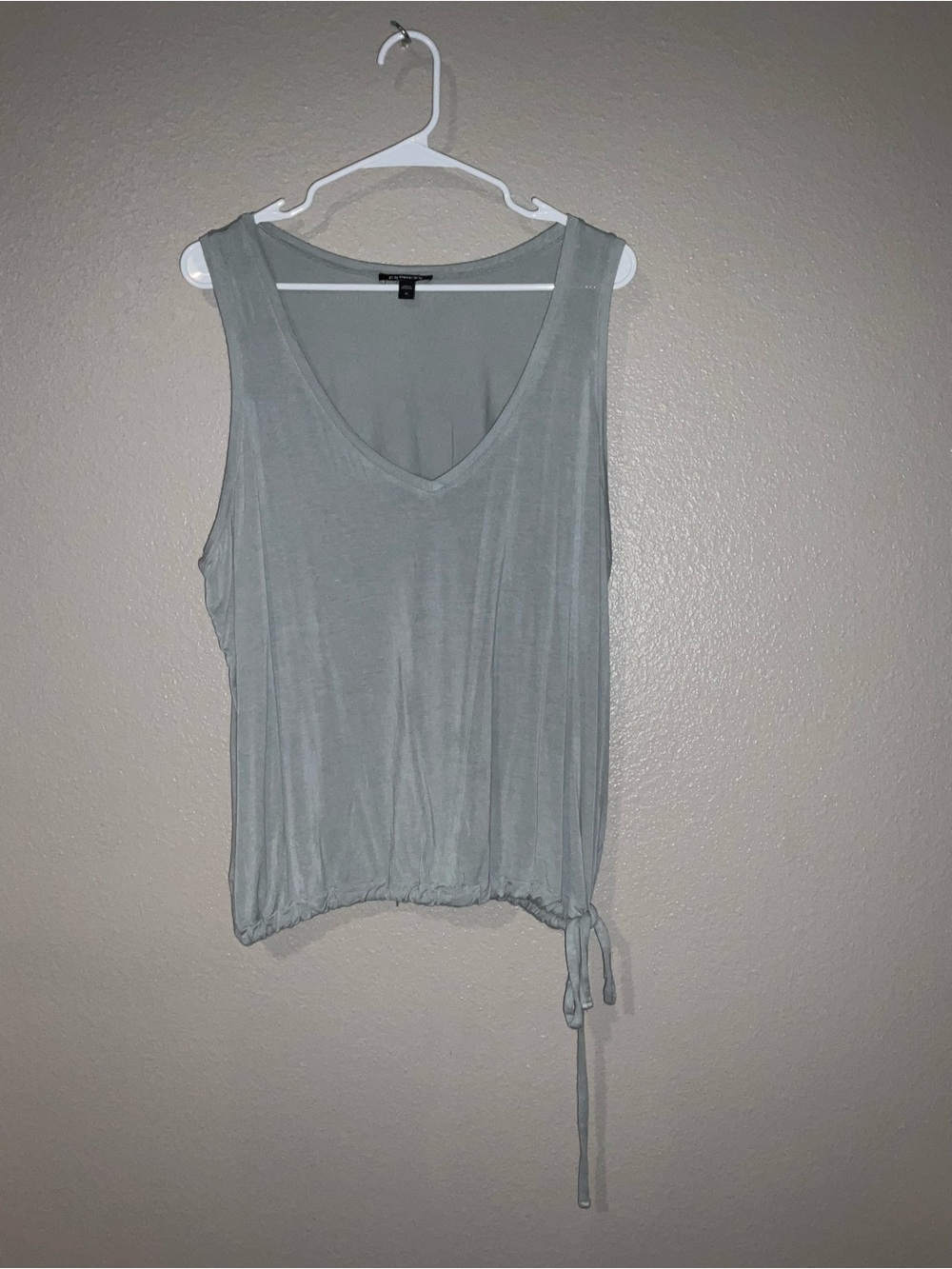 Express Light Gray V-Neck Drawstring Tank
